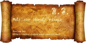 Mázor Honóriusz névjegykártya